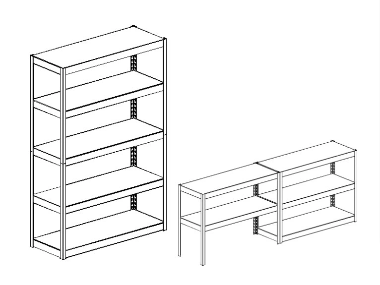 5 Layer Light Duty Boltless Rivet Powder Coat Storage Shelving