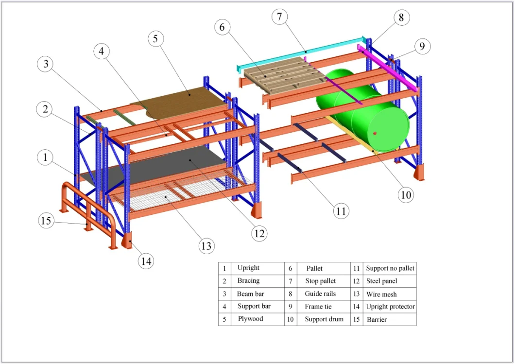 4000kg/Level Vna Heavy Selective Pallet Rack with Q235 Metal Material for Industrial Storage.